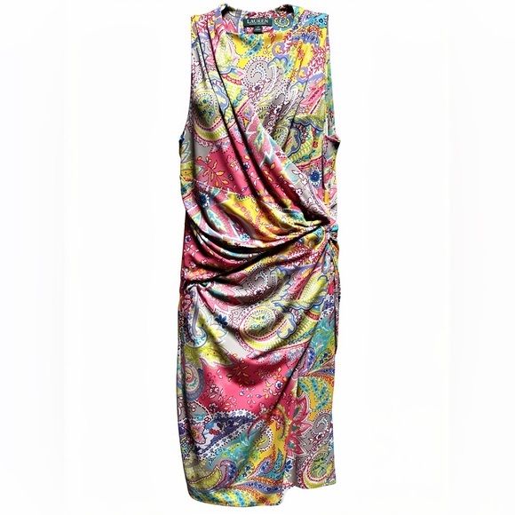 Ralph Lauren Dresses & Skirts - Ralph Lauren Multicolor Paisley Faux Wrap Dress Size 10